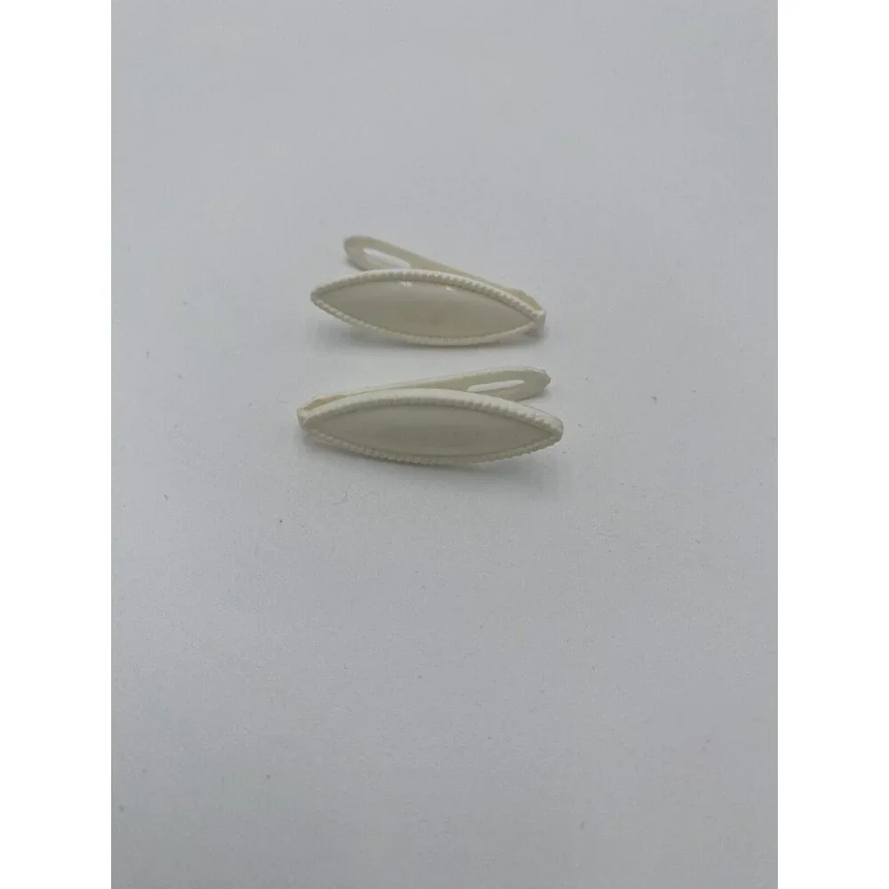 Vintage Goody Snap-Tight Girl Barrettes Set White Bar Pair